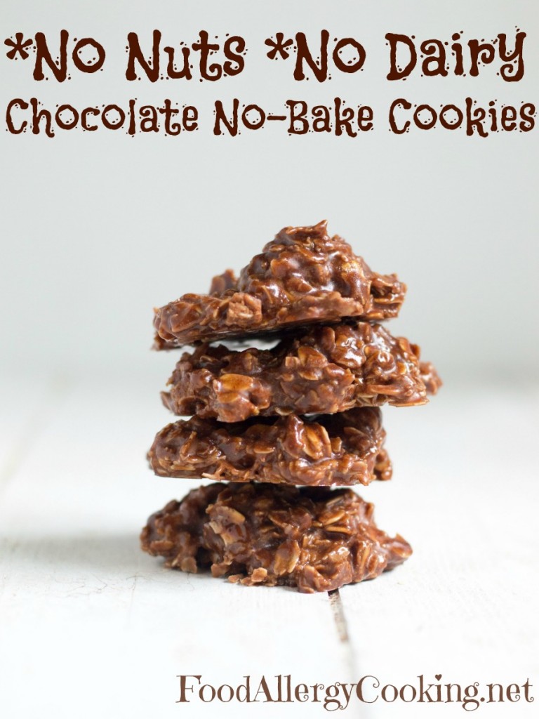 Dairy Free, Nut Free No Bake Oatmeal Cookies Food Allergy Cooking